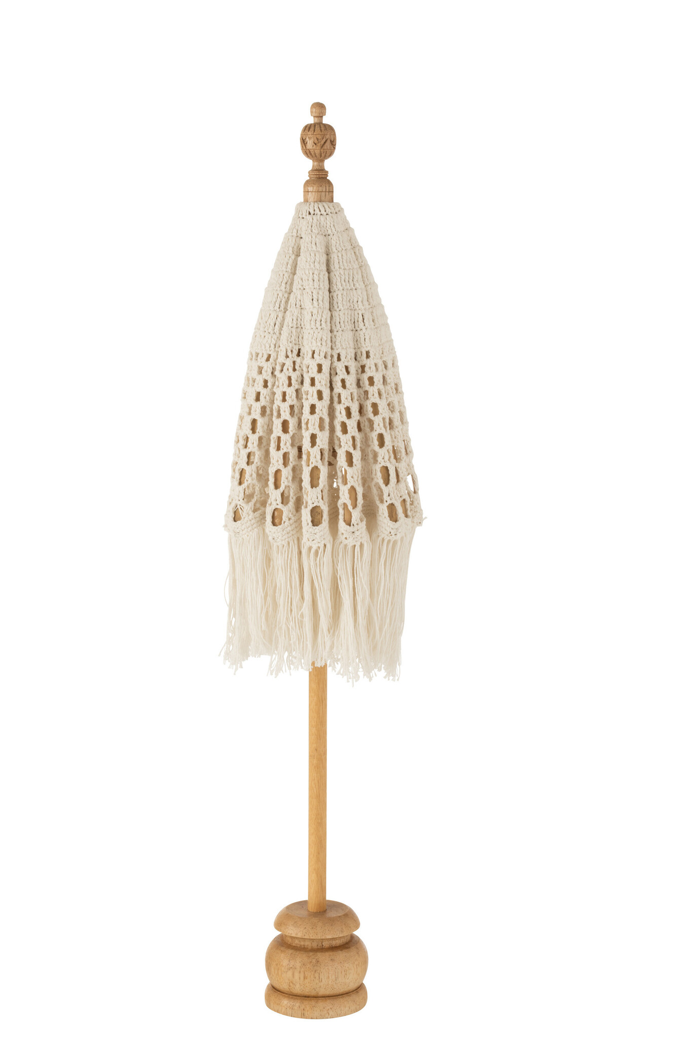 PARASOL+VOET MACRAME BEDJE WH S