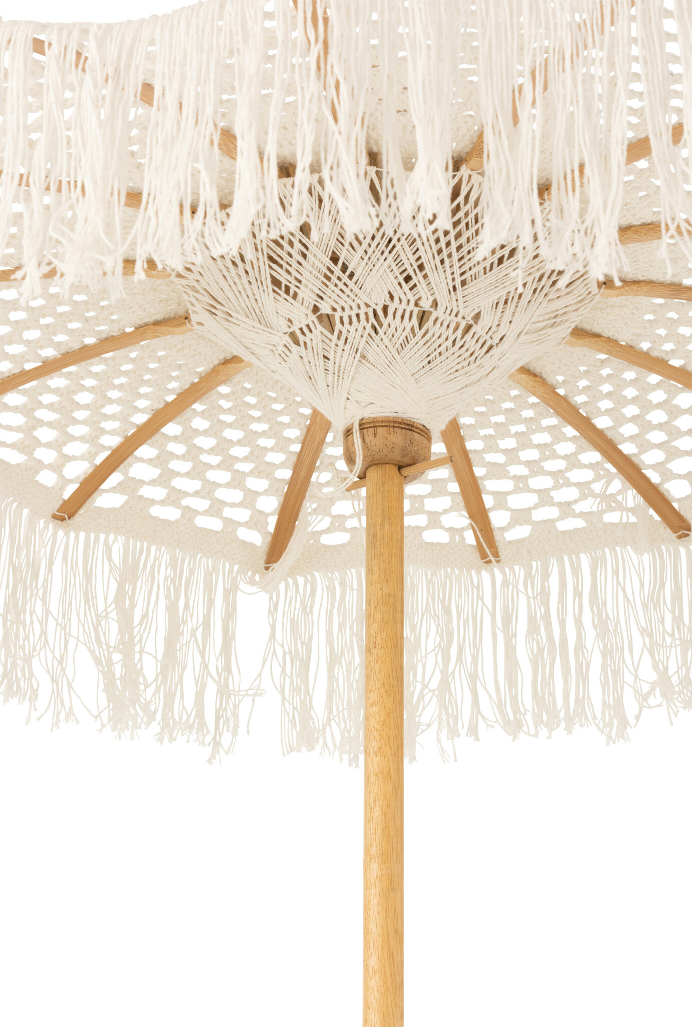 PARASOL+VOET MACRAME BEDJE WH S