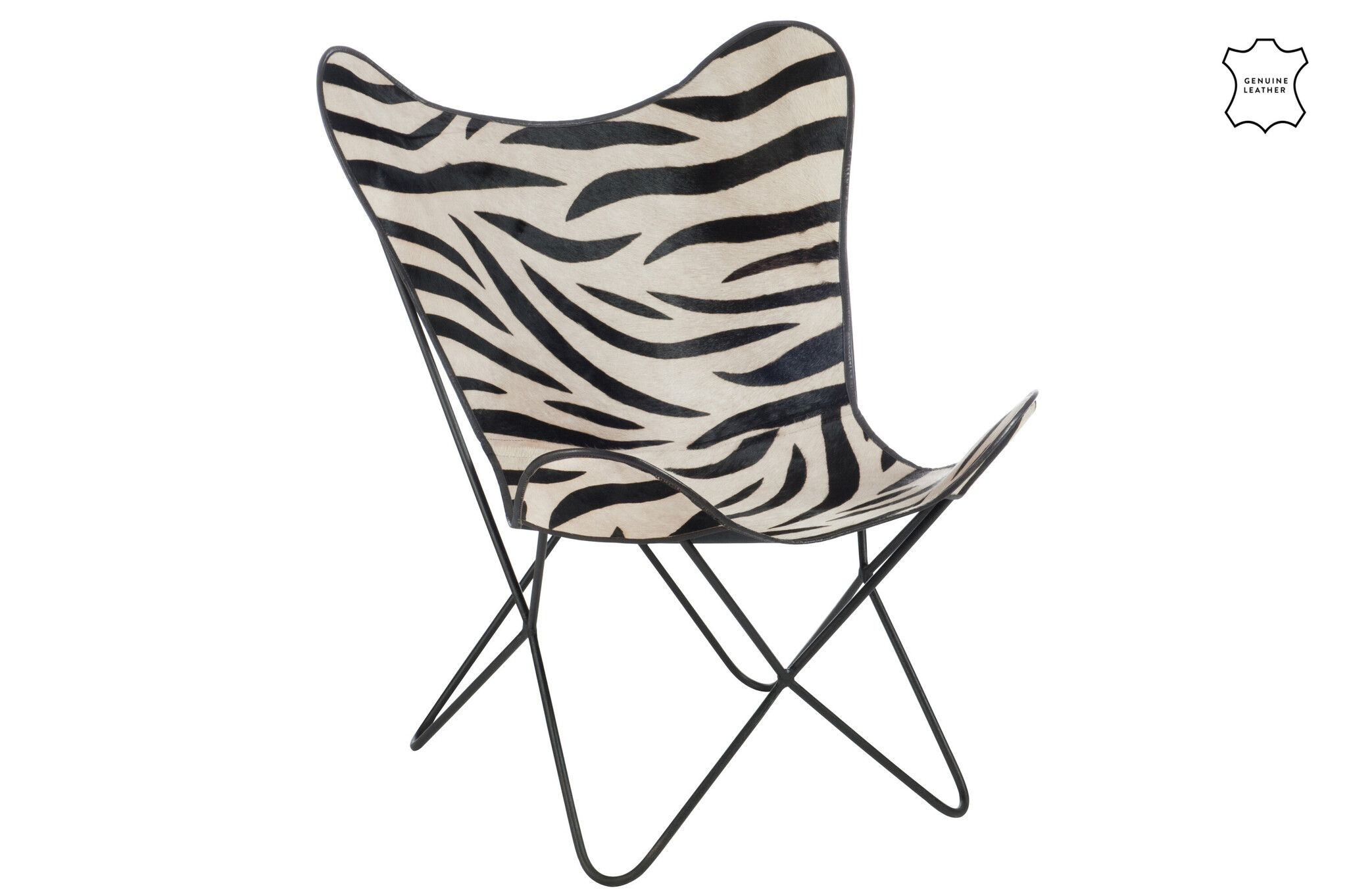 LOUNGE STOEL LEER/MET ZEBRA