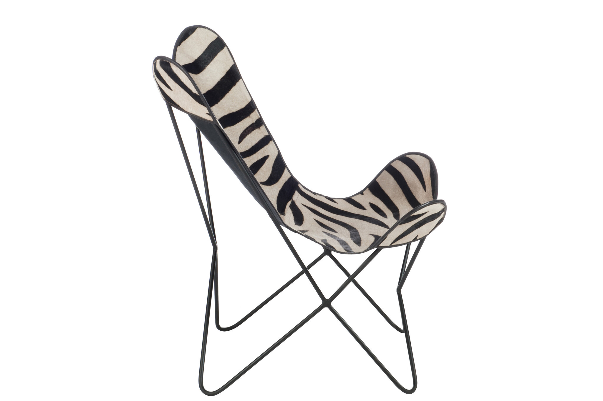 LOUNGE STOEL LEER/MET ZEBRA