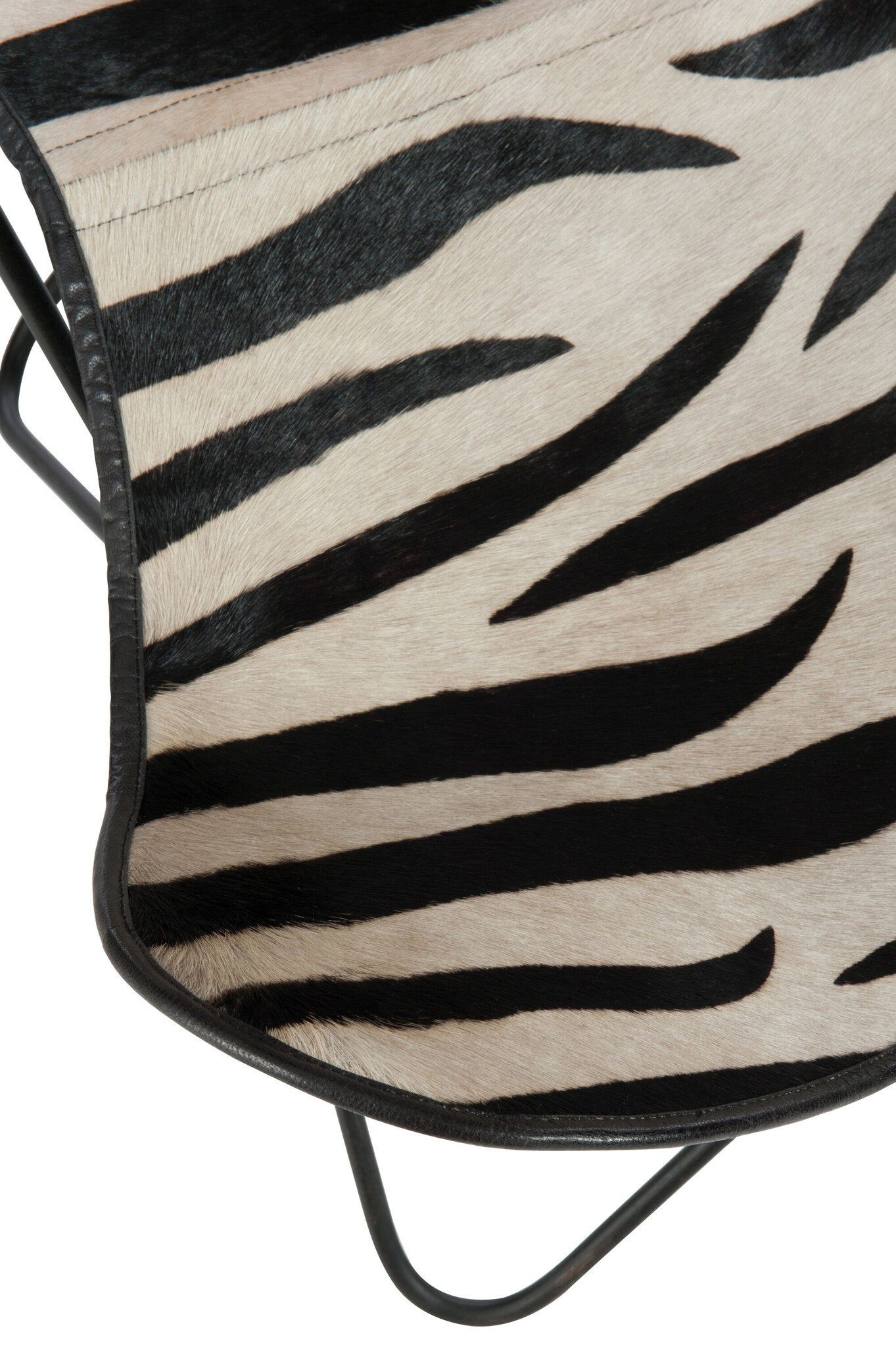 LOUNGE STOEL LEER/MET ZEBRA