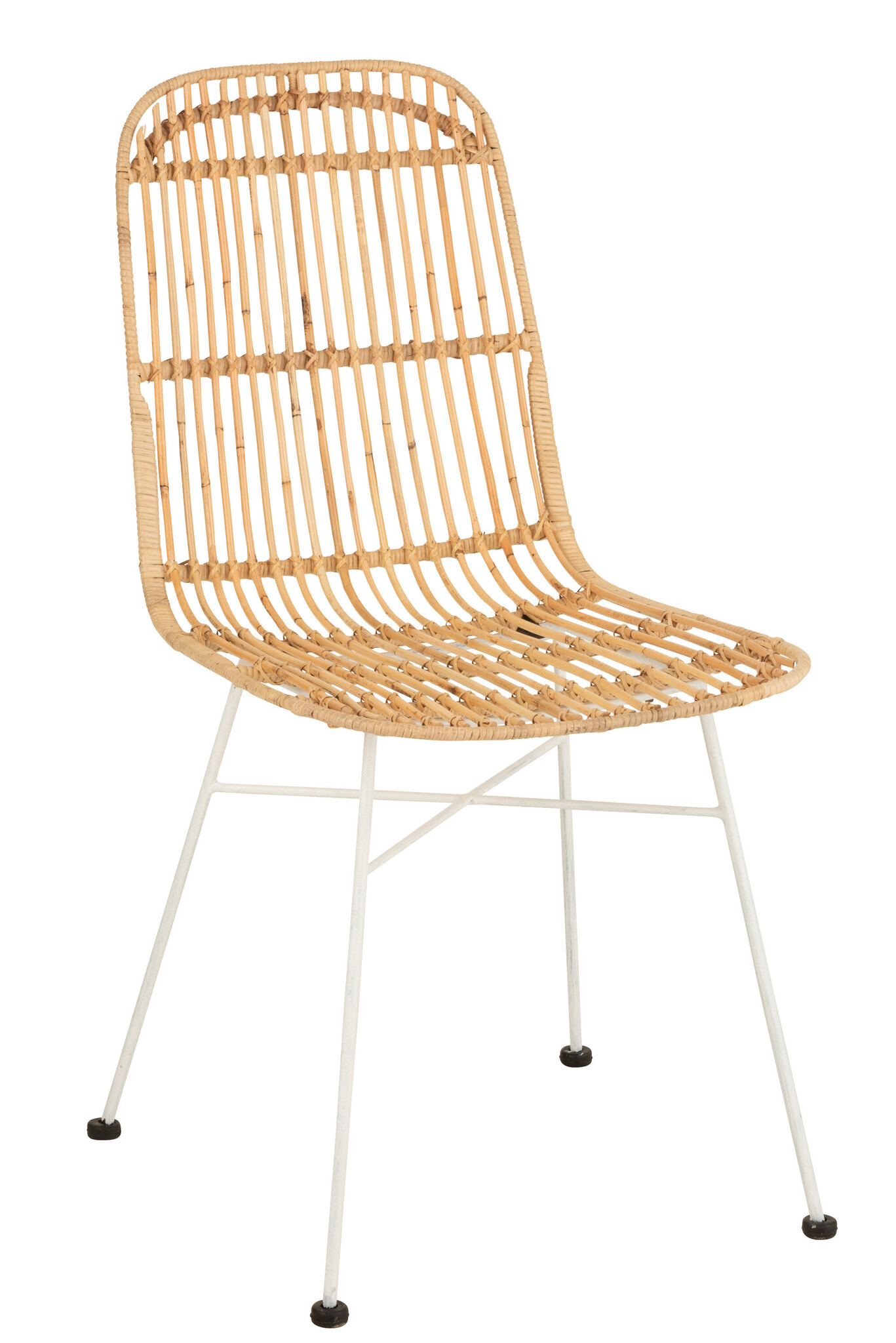 STOEL EMA ROTAN/METAL NAT/WH