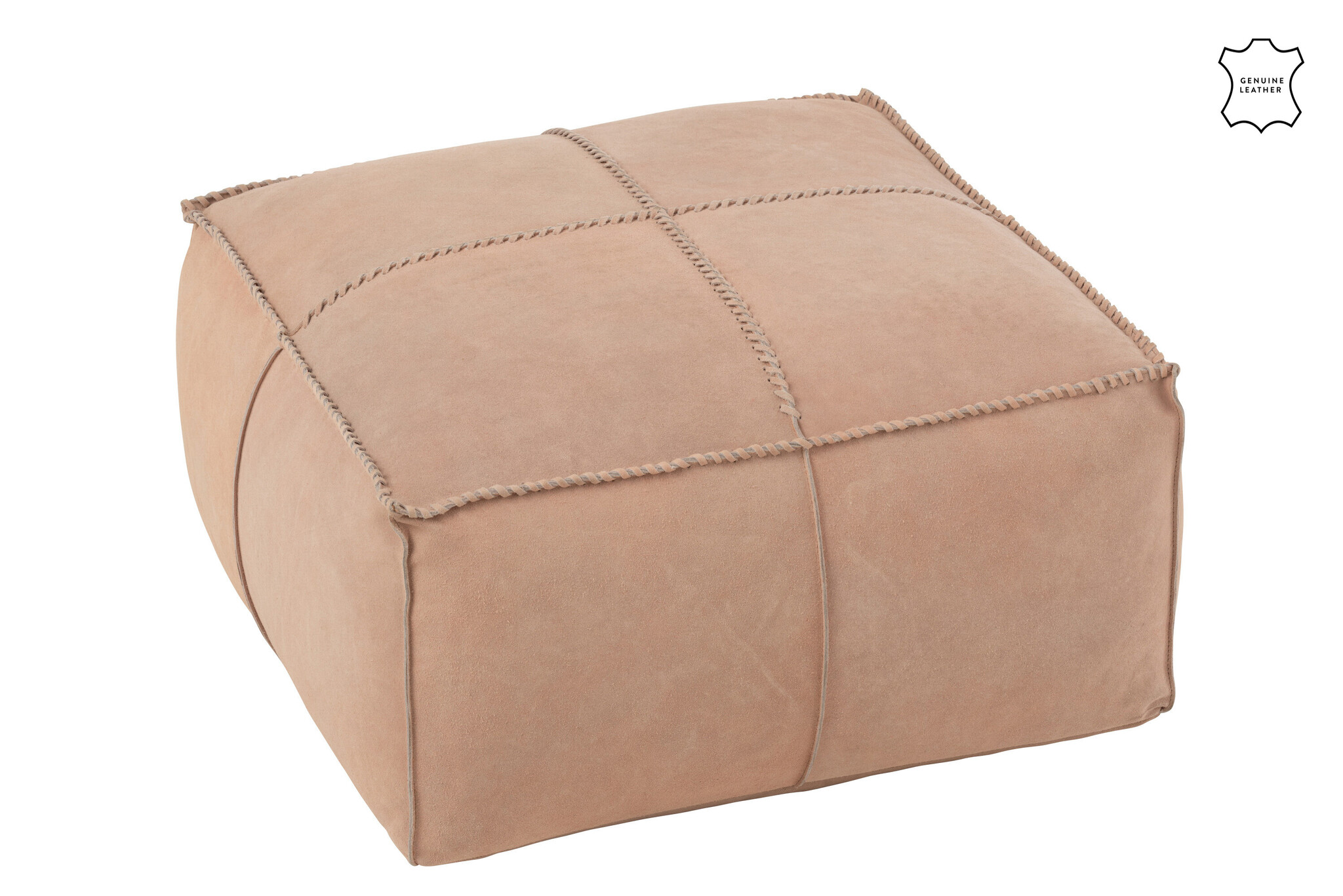 POUF CROSS SQUARE LEATH PINK
