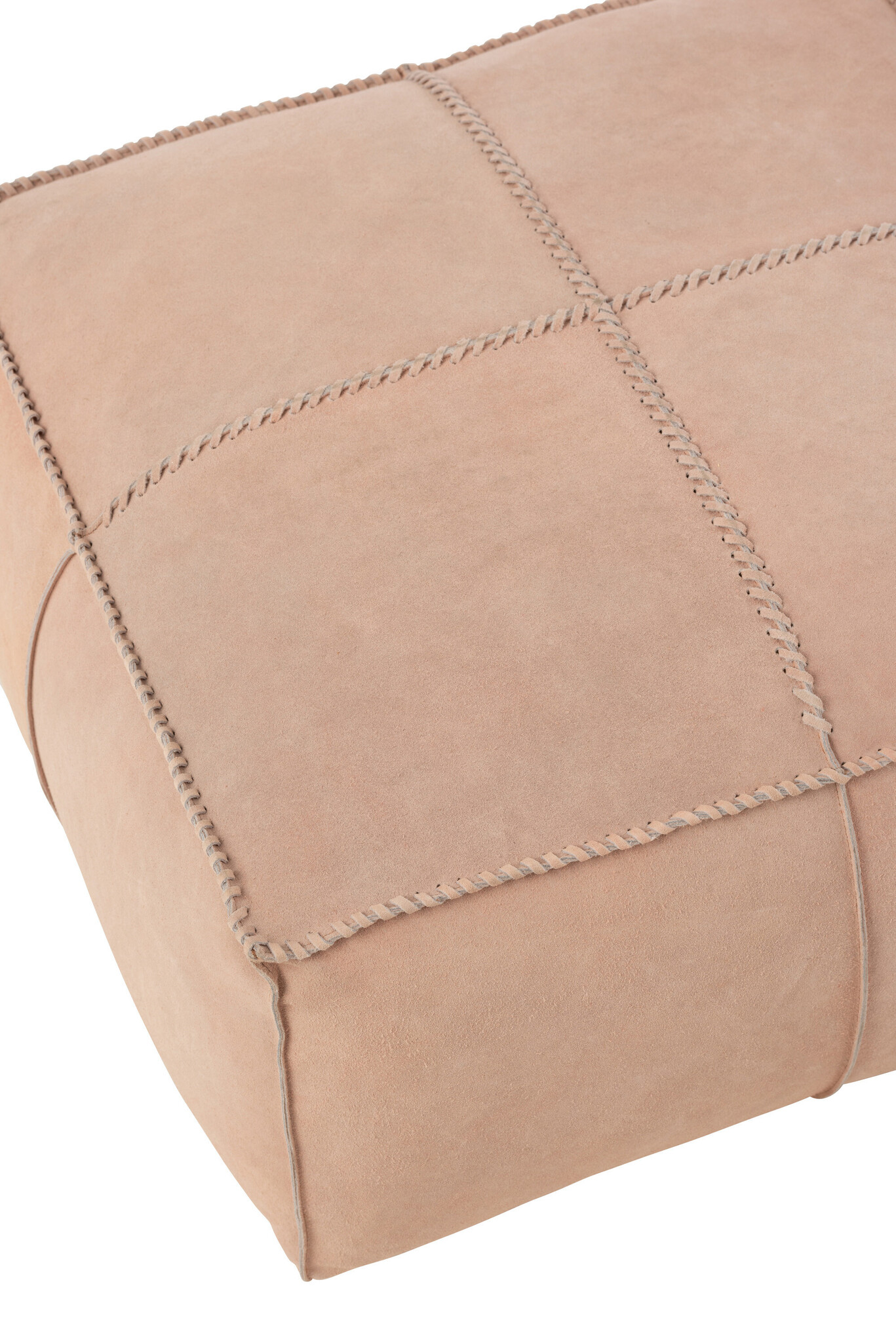 POUF CROSS SQUARE LEATH PINK