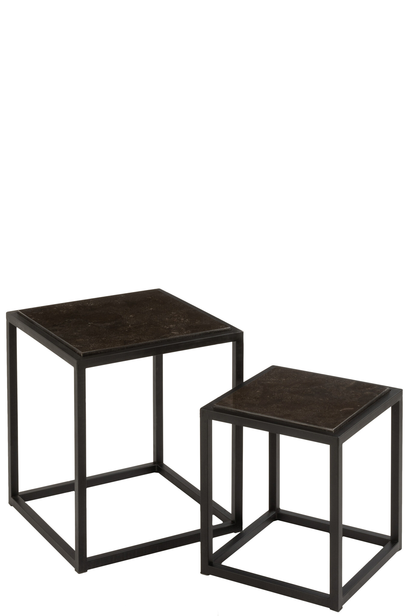 S/2 SIDE TABLE LOW SQ MET BL
