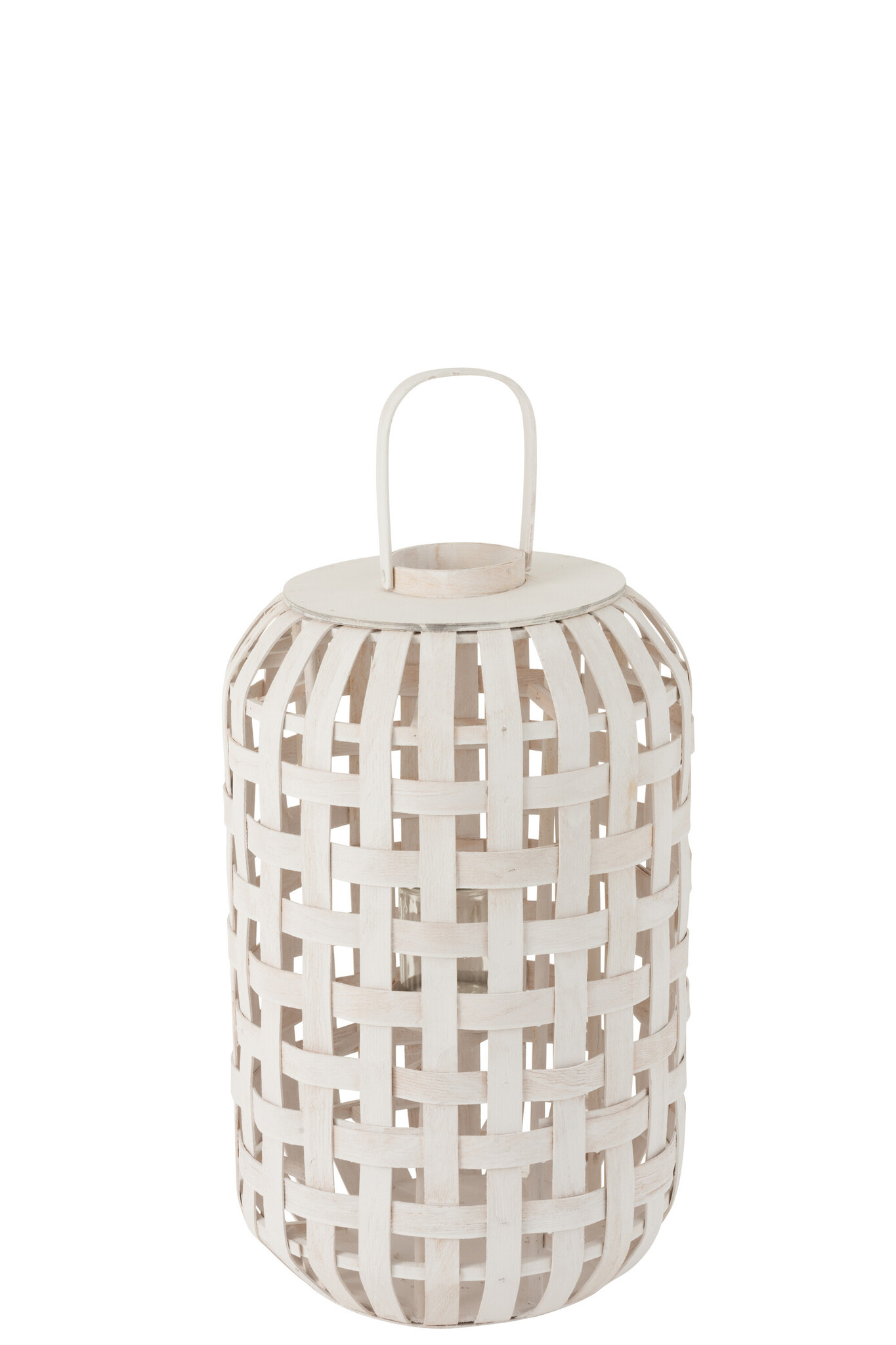 LANTERN CYLINDER WOOD M WHITE