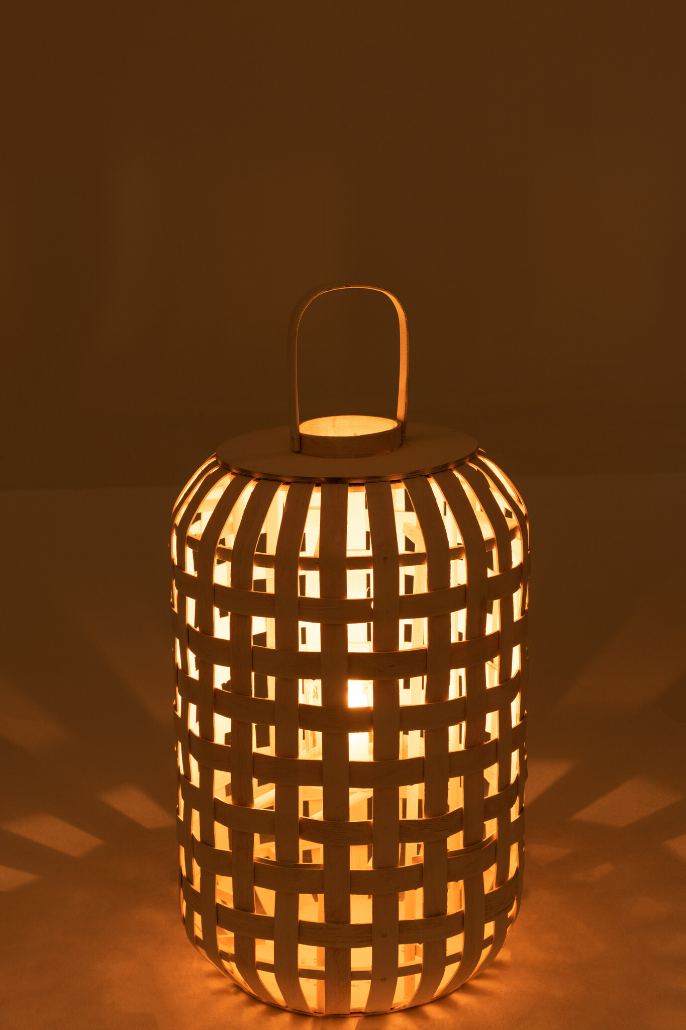 LANTERN CYLINDER WOOD M WHITE