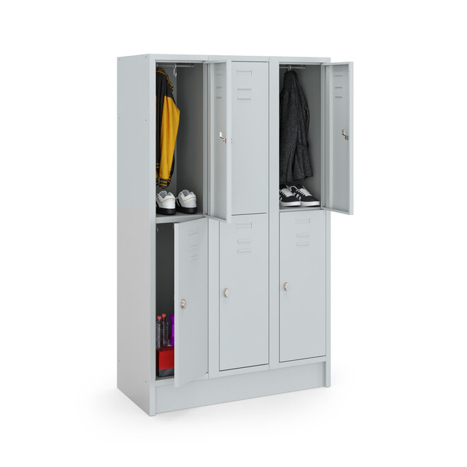 Budget Locker CHB18036 Grijs - 3 koloms - 6 deuren