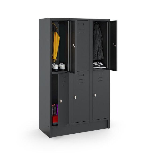 Budget Locker CHB18036Z Zwart - 3 koloms - 6 deuren
