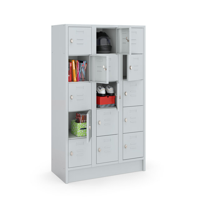 Budget Locker CHB180315 Grijs - 3 koloms -15 deuren