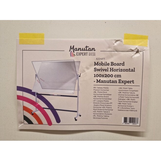 Whitebord 200x100 cm mobiel en kantelbaar