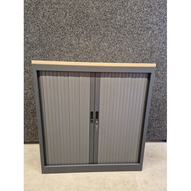 Roldeurkast 105x100x45 cm Antraciet met topblad Robson Eiken