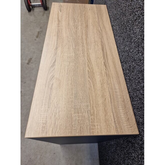 Roldeurkast 105x100x45 cm Antraciet met topblad Robson Eiken