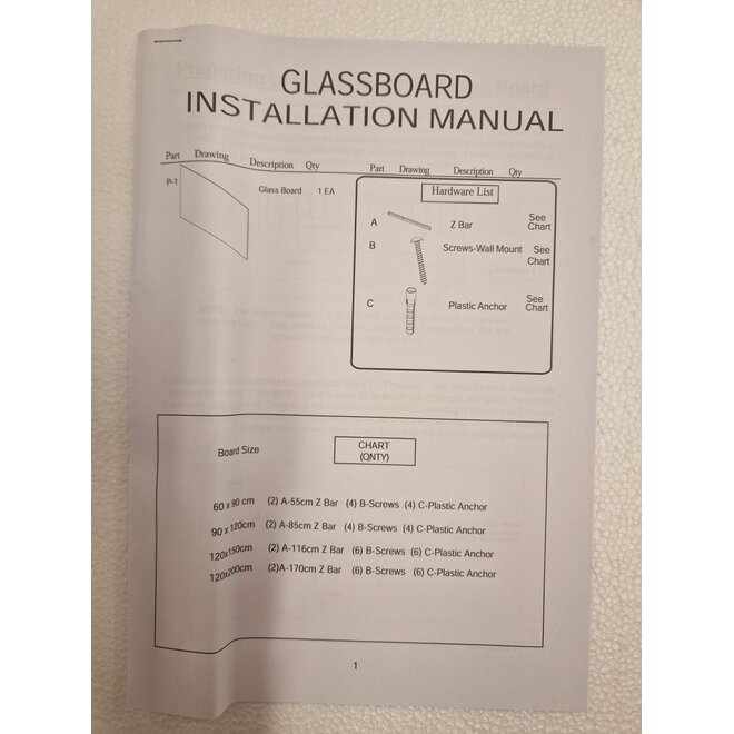 Whitebord Glassboard Magnetisch