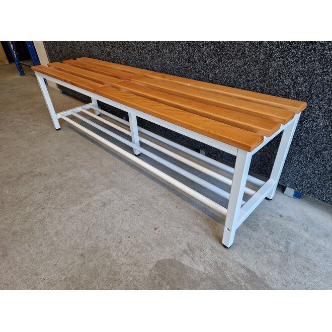 Kleedkamerbank LO 150 cm met schoenenrek - Wit