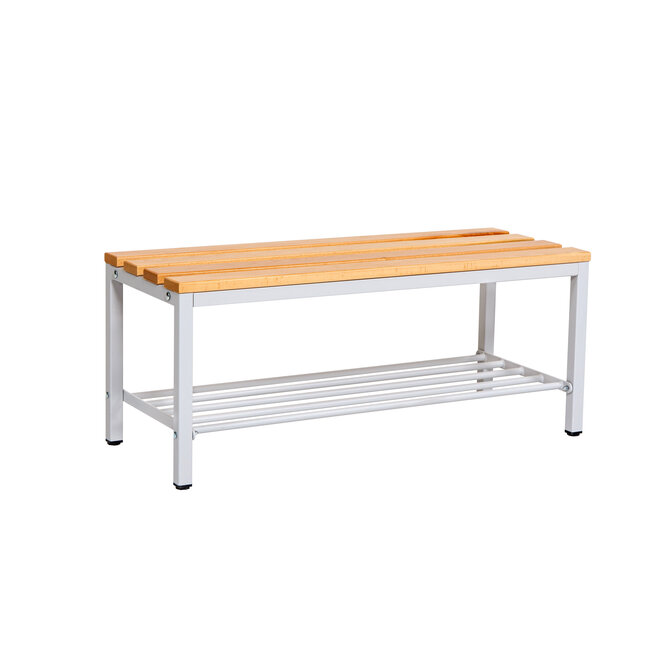 Kleedkamerbank MD 100 cm - Grijs met schoenenrek