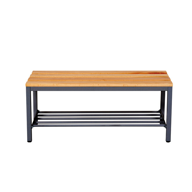 Kleedkamerbank MD 100 cm - Antraciet met schoenenrek
