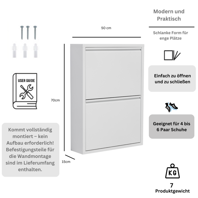 Schoenenkast 2 kleppen - Wit