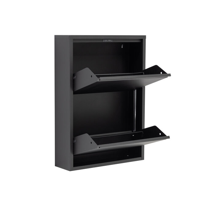 Schoenenkast 2 kleppen - Zwart