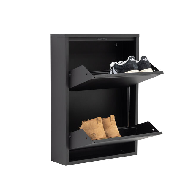 Schoenenkast 2 kleppen - Zwart