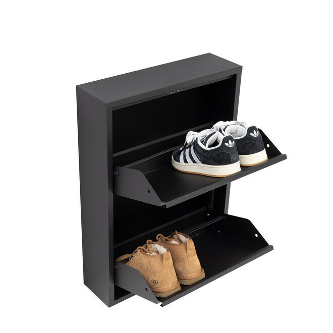 Schoenenkast 2 kleppen - Zwart