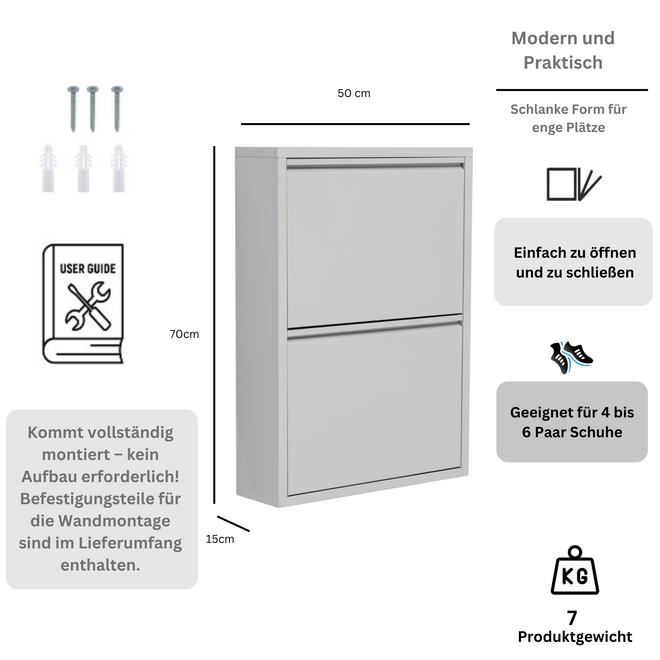 Schoenenkast 2 kleppen - Grijs