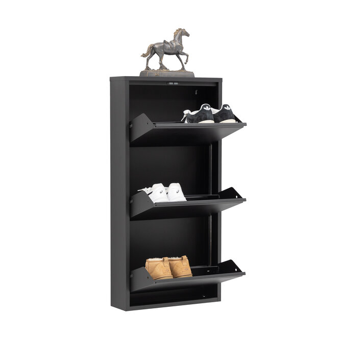 Schoenenkast 3 kleppen - Zwart