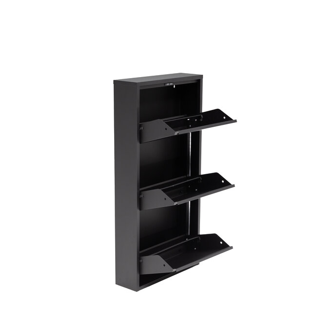 Schoenenkast 3 kleppen - Zwart