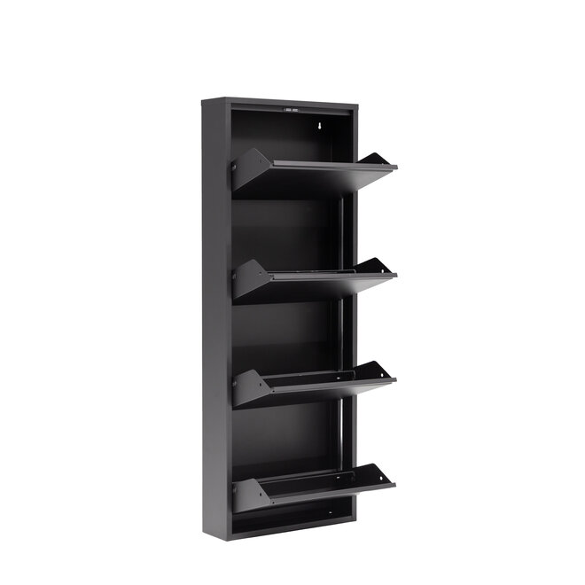 Schoenenkast 4 kleppen - Zwart