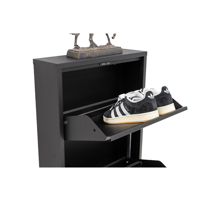 Schoenenkast 4 kleppen - Zwart