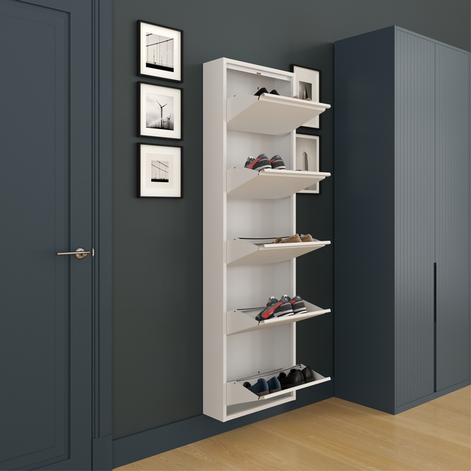 Schoenenkast 5 kleppen - Wit