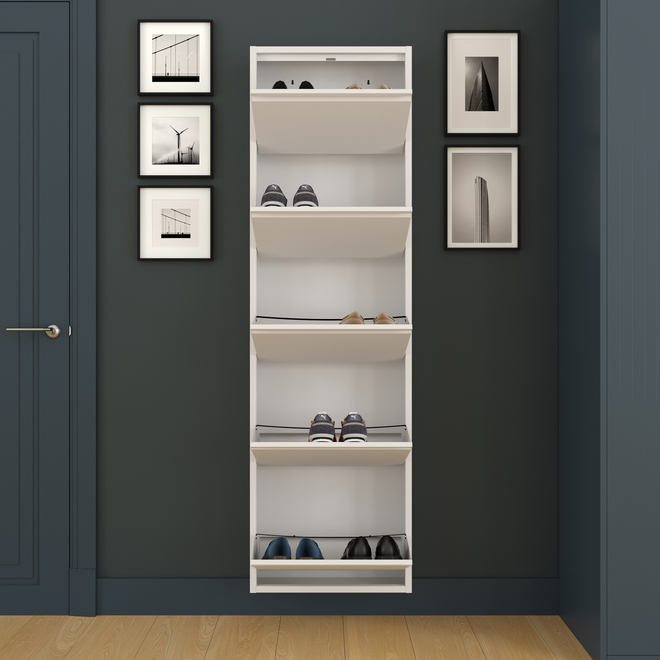 Schoenenkast 5 kleppen - Wit