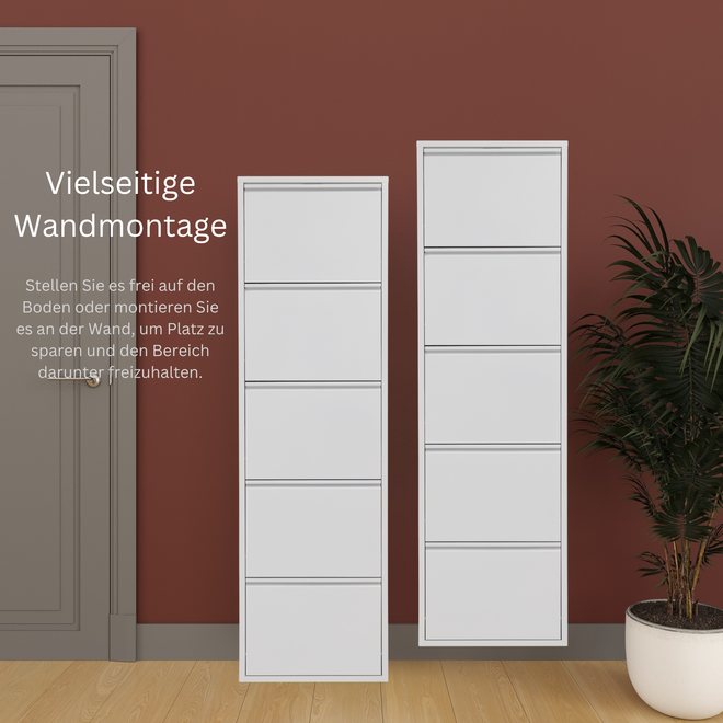 Schoenenkast 5 kleppen - Wit