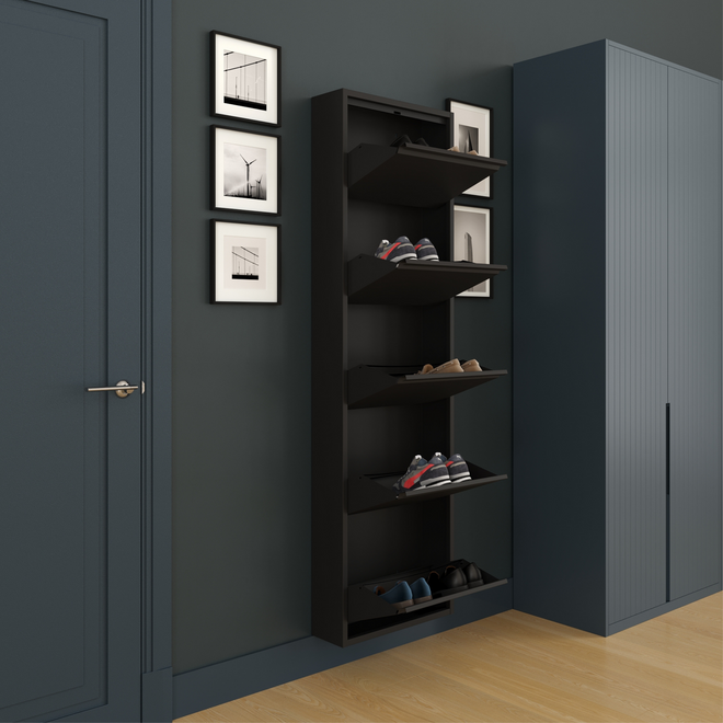 Schoenenkast 5 kleppen - Zwart