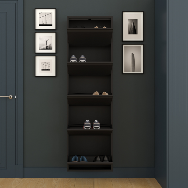 Schoenenkast 5 kleppen - Zwart