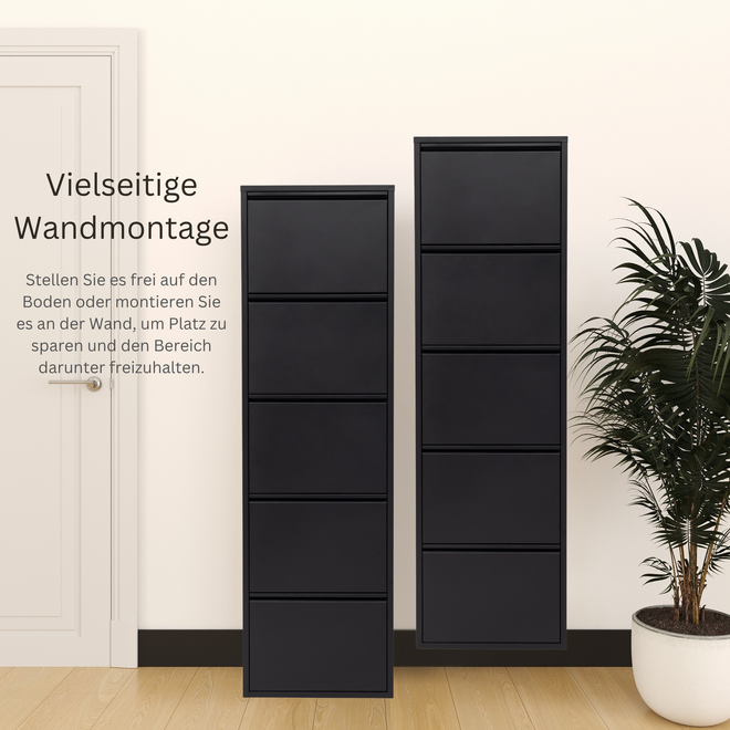 Schoenenkast 5 kleppen - Zwart
