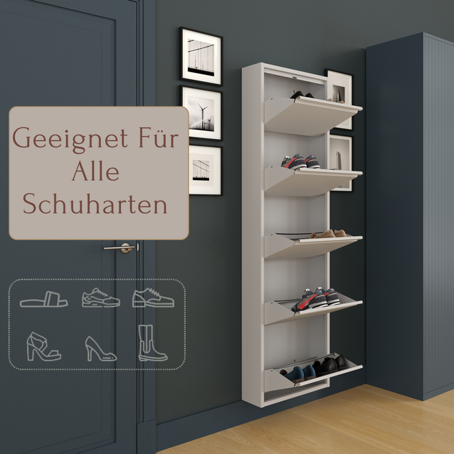 Schoenenkast 5 kleppen - Grijs