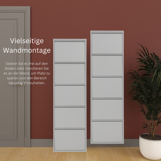 Schoenenkast 5 kleppen - Grijs