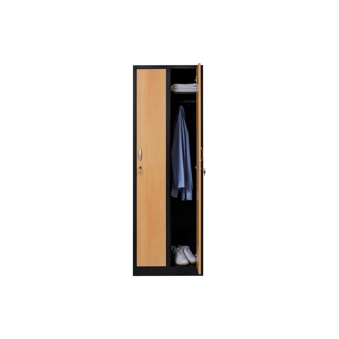 Kledingkast 2-deurs MD 60 cm - Zwart/Beuken