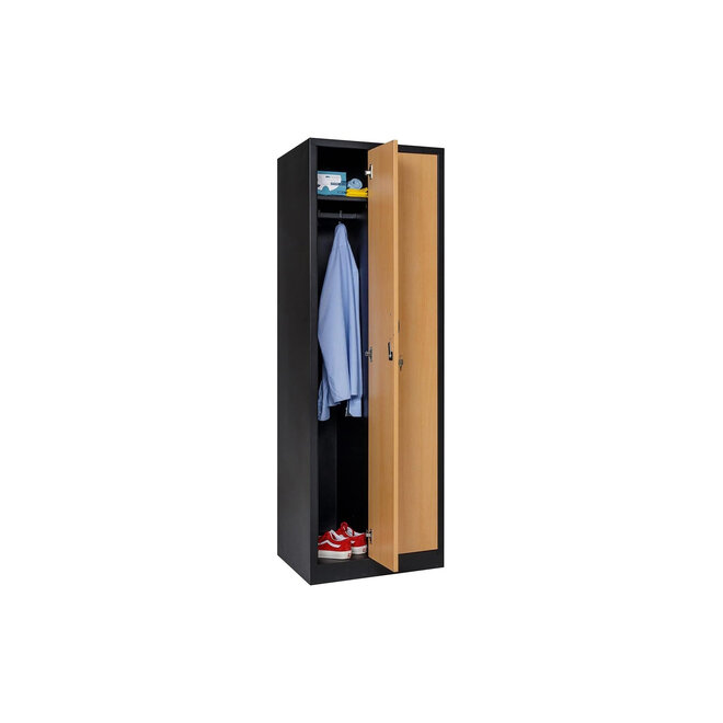 Kledingkast 2-deurs MD 60 cm - Zwart/Beuken