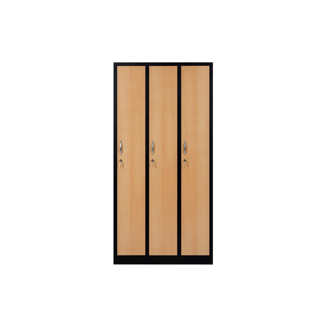 Kledingkast 3-deurs MD 90 cm - Zwart/Beuken