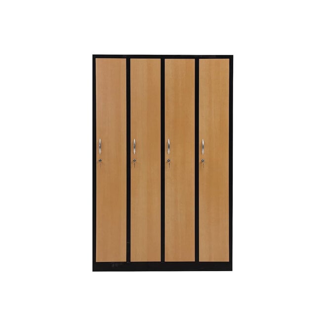 Kledingkast 4-deurs MD 120 cm - Zwart/Beuken