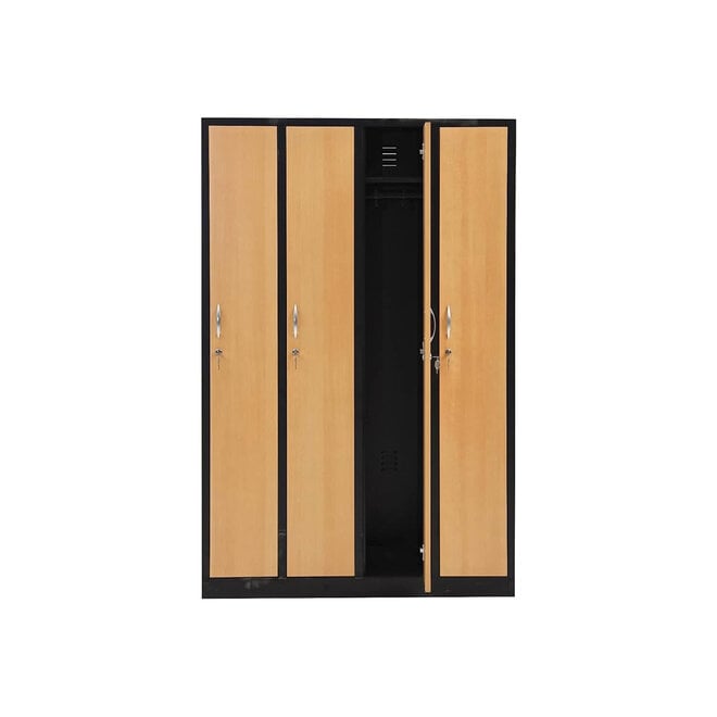 Kledingkast 4-deurs MD 120 cm - Zwart/Beuken