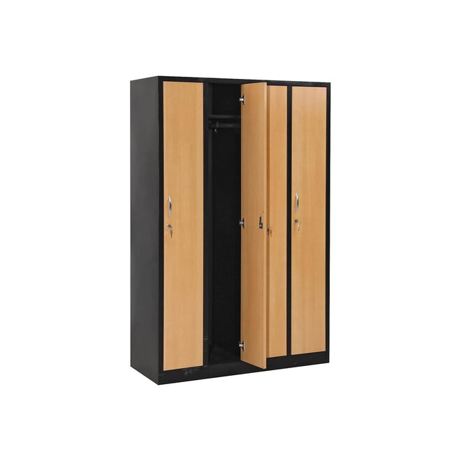 Kledingkast 4-deurs MD 120 cm - Zwart/Beuken
