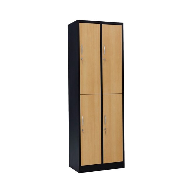 Kledinglocker 4-deurs MD 60 cm - Zwart/Beuken