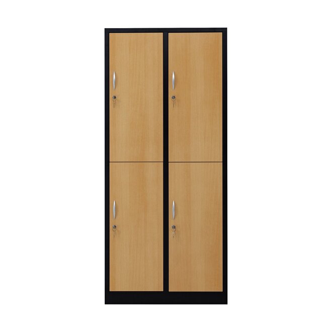 Kledinglocker 4-deurs MD 80 cm - Zwart/Beuken