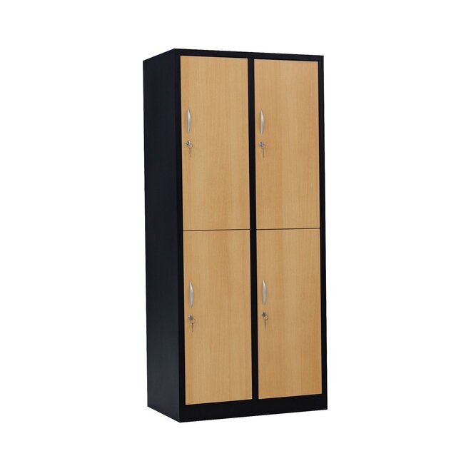 Kledinglocker 4-deurs MD 80 cm - Zwart/Beuken