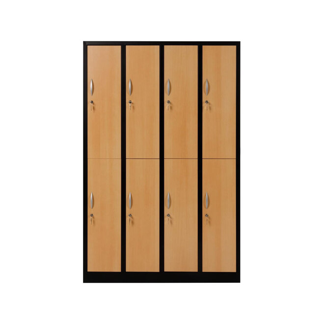 Kledinglocker 8-deurs MD 120 cm - Zwart/Beuken