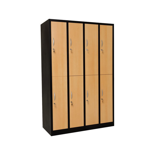 Kledinglocker 8-deurs MD 120 cm - Zwart/Beuken