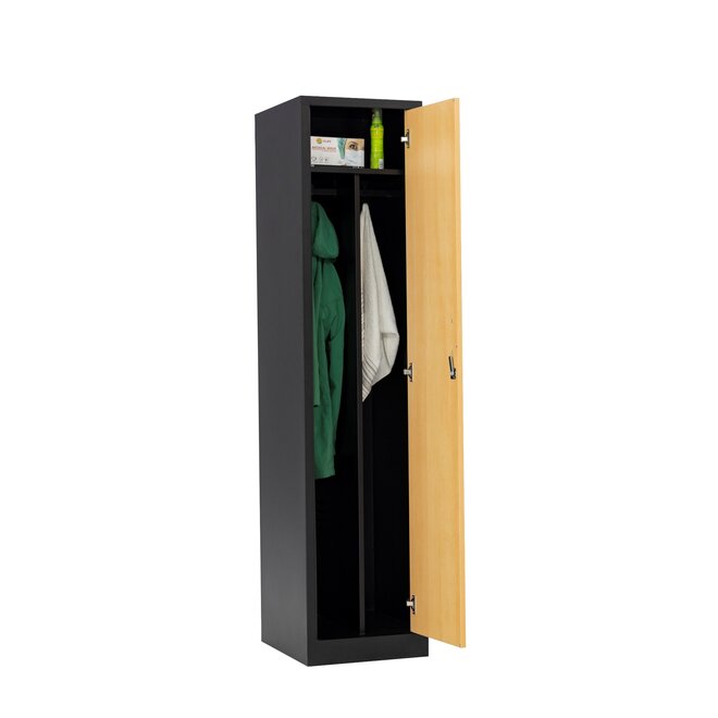 Kledingkast 1-deurs MD 40 cm - Zwart/Beuken